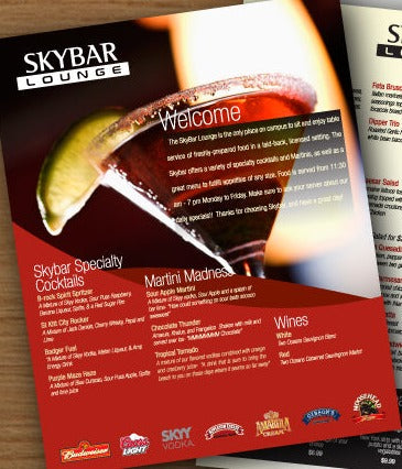 Skybar Lounge Menu